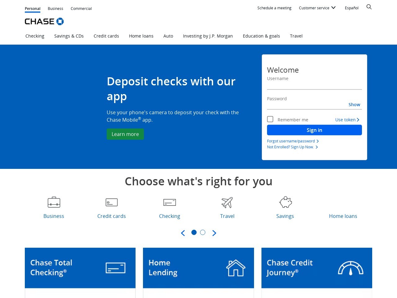 Screenshot of chase.com