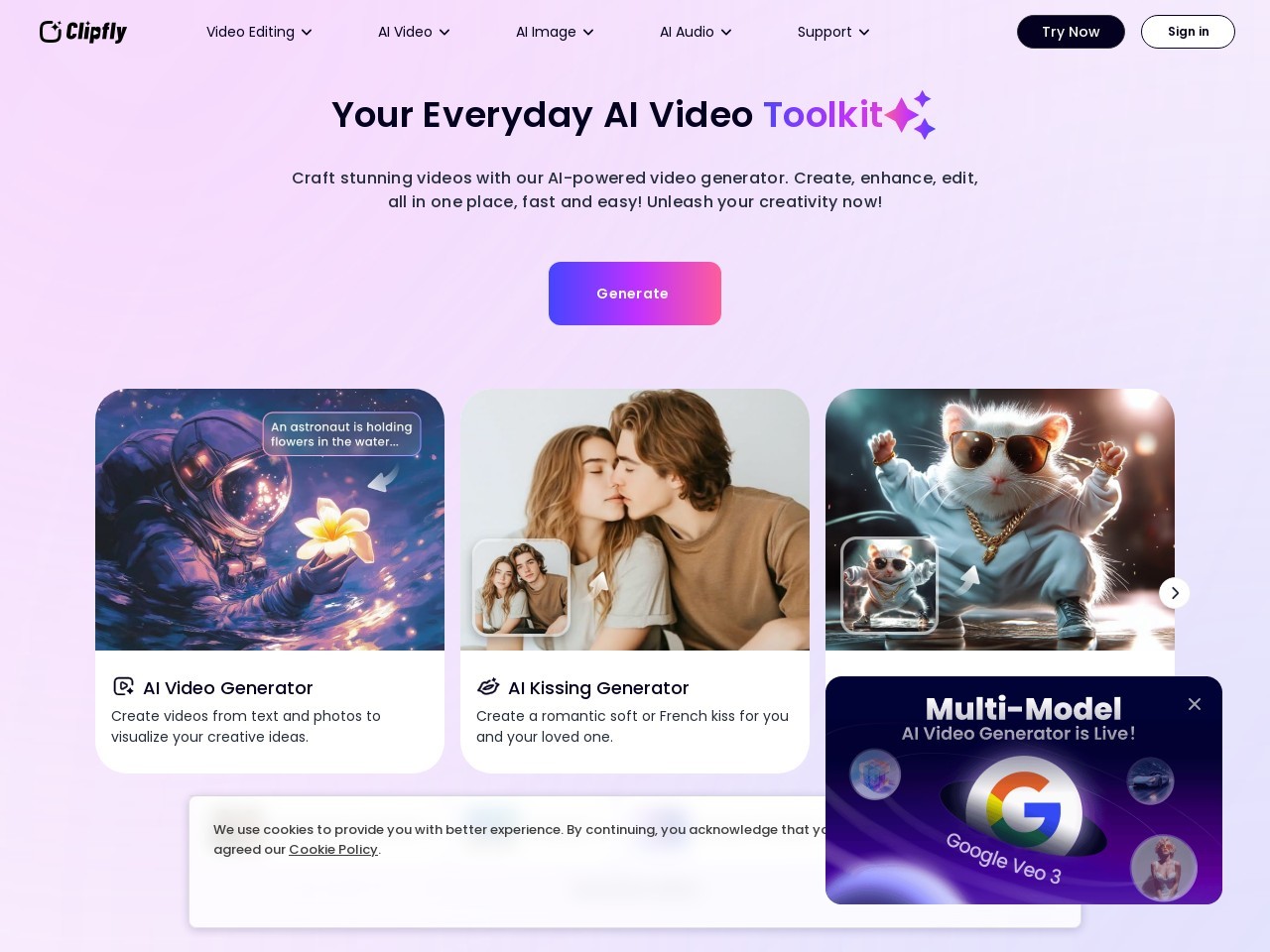 Screenshot of clipfly.ai