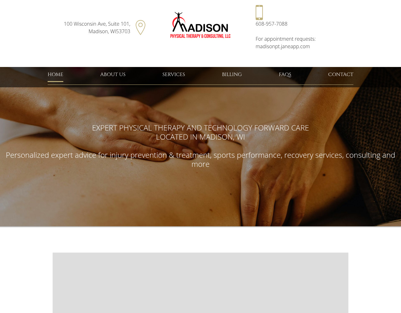 Screenshot of madisonptandconsulting.com