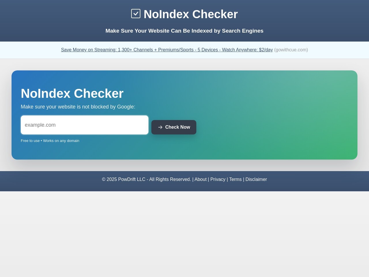 Screenshot of noindexchecker.com