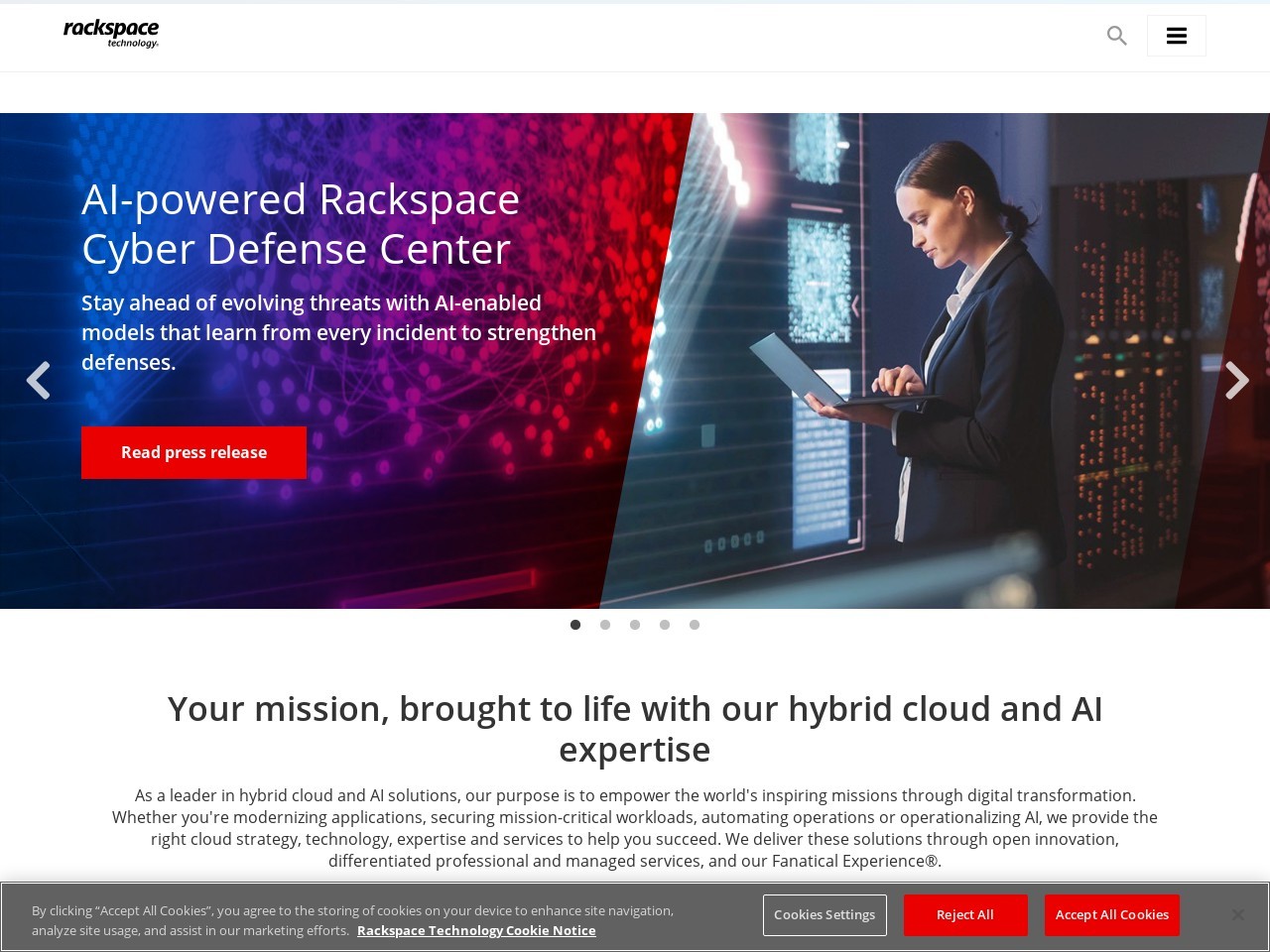 Screenshot of rackspace.com