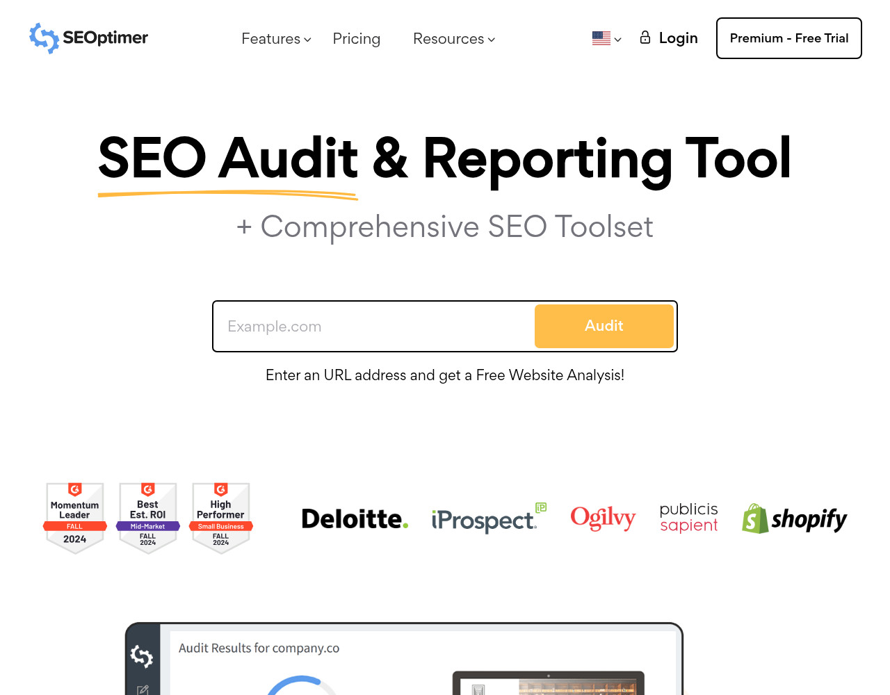 Screenshot of seoptimer.com