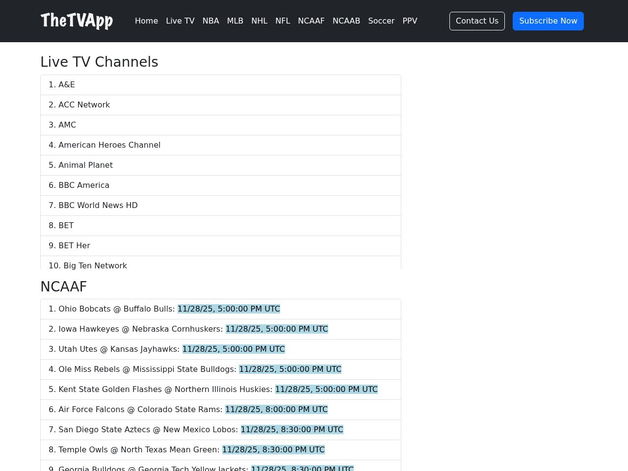 Screenshot of thetvapp.to