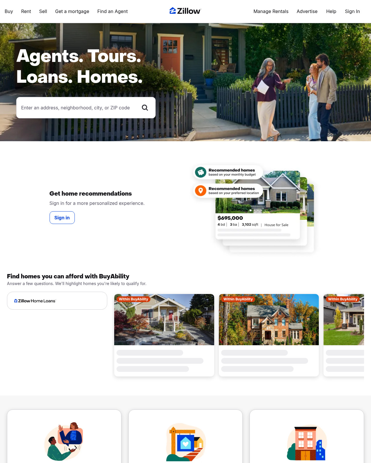 Screenshot of zillow.com